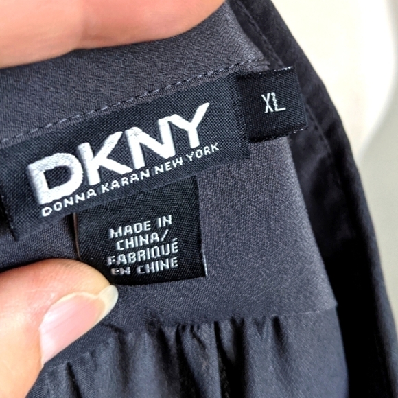 DKNY charcoal grey silky camp shirt XL - Picture 4 of 15